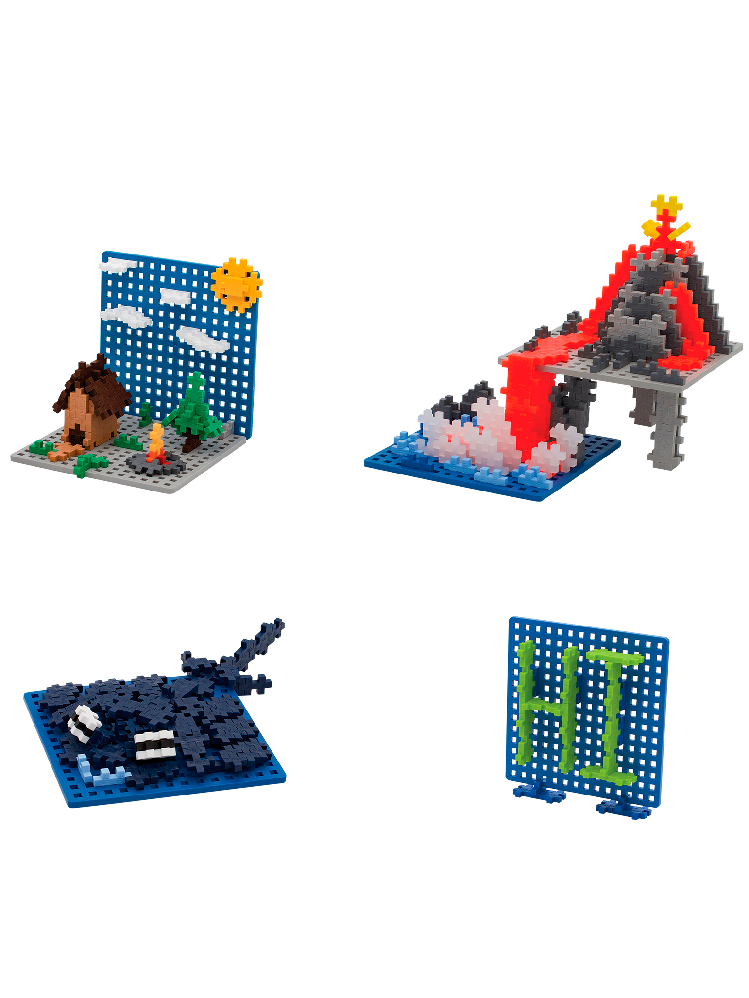 To byggeplader i blå og grå