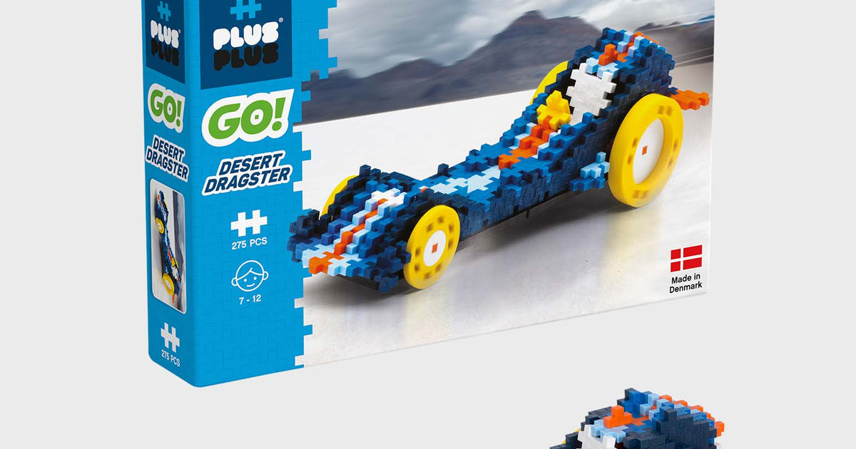 PLUS PLUS GO – Box Dragster 240 Pièces Avec Roues – Dragster Qui Brille Dans Le Noir – Dès 5 Ans