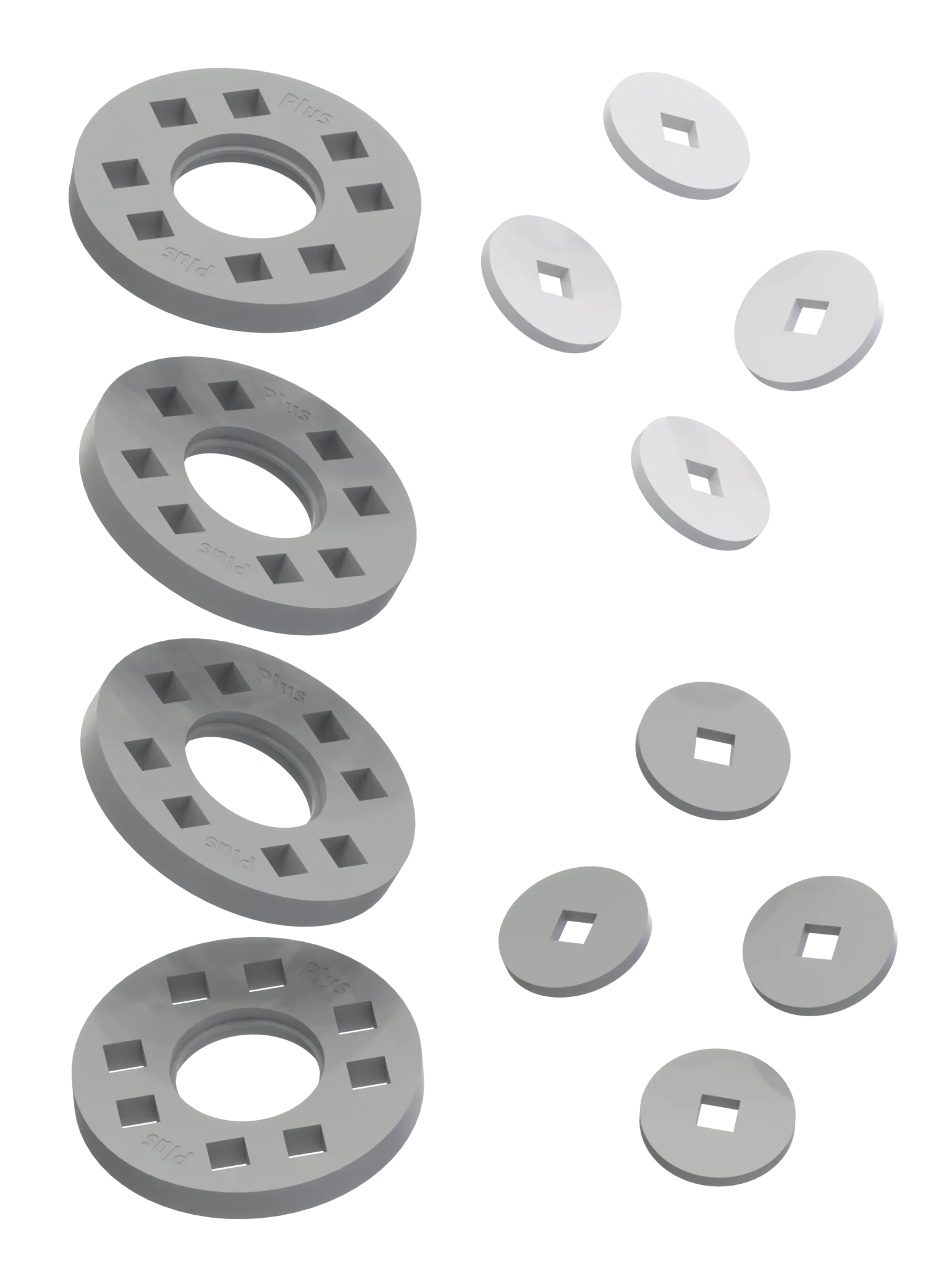 Hjul - 4 Grå hjul med 4 hvide og 4 grå samleled