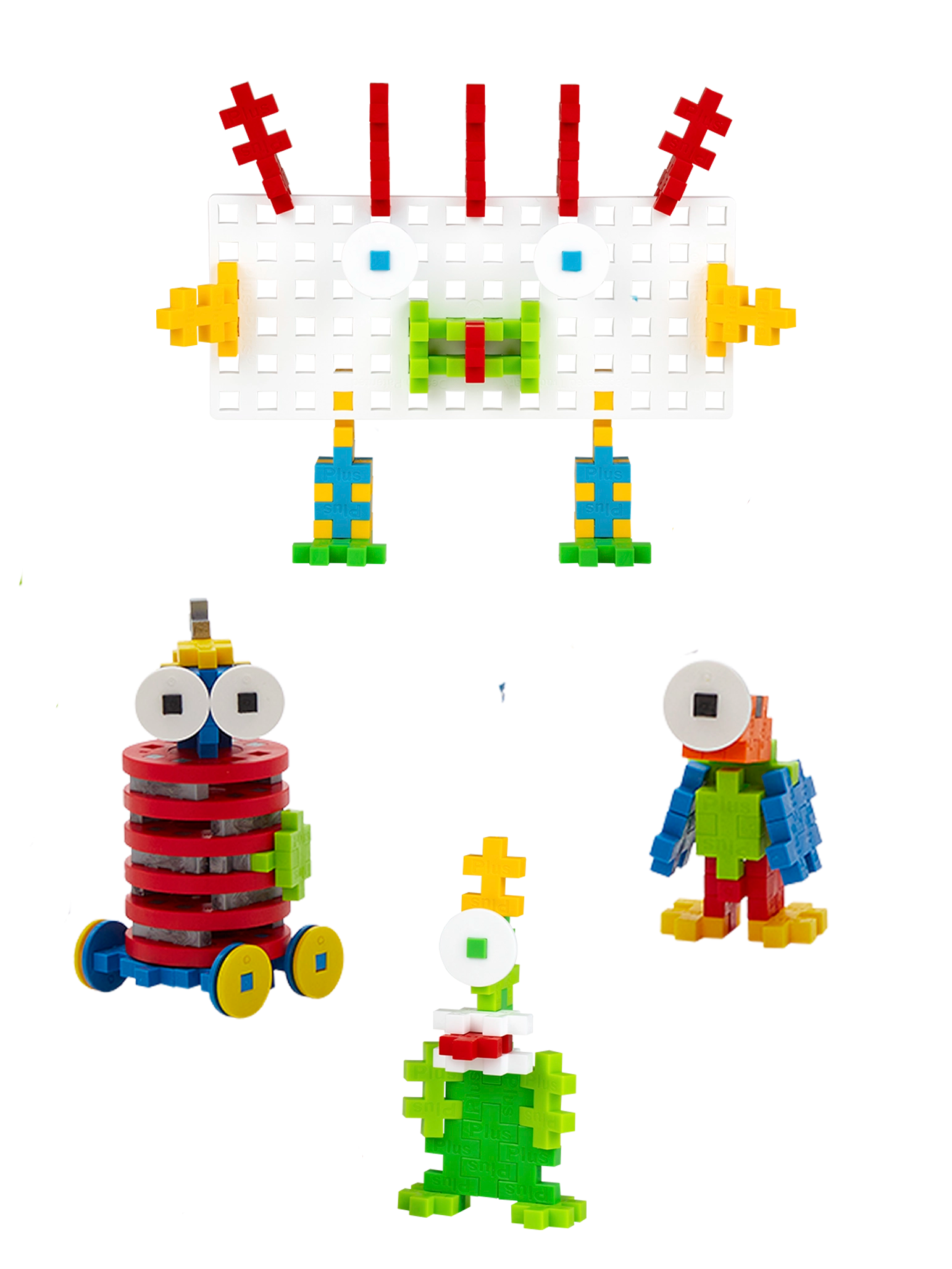 Hjul - 4 Røde hjul med 4 hvide og 4 gule samleled