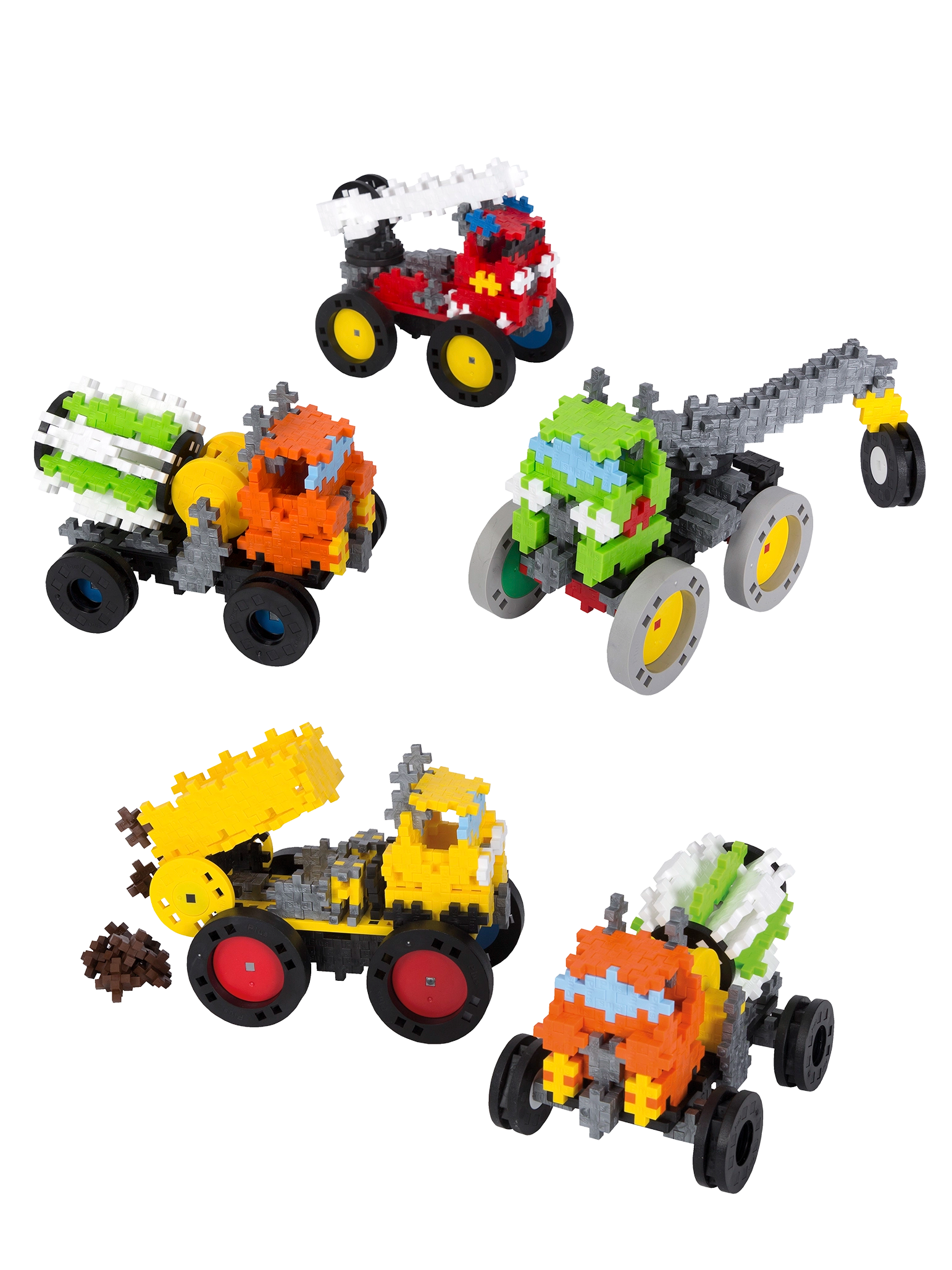 Hjul - 4 Sorte hjul med 4 hvide og 4 røde samleled